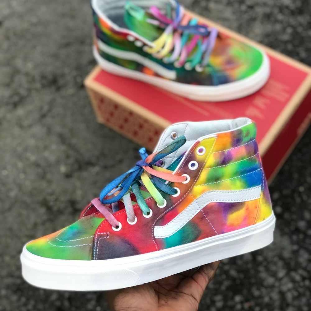 Customized Sk8-High Vans Tie-Dye Vans Custom